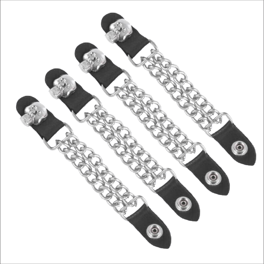 Skull Head Motorcycle Vest Cuban Chain Extenders Handmade