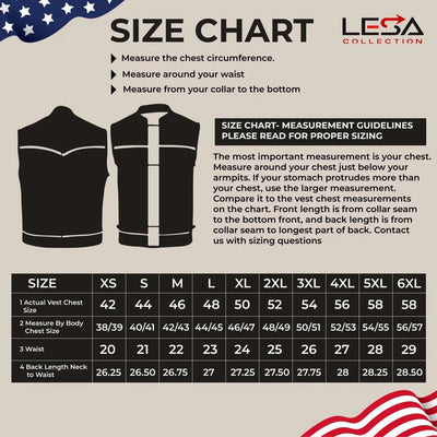 Men’s Black Denim Motorcycle Vest– Collar Less Plain Side