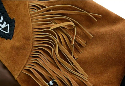 Men's Tan Suede Leather Fringe Vest – Western Cowboy Style