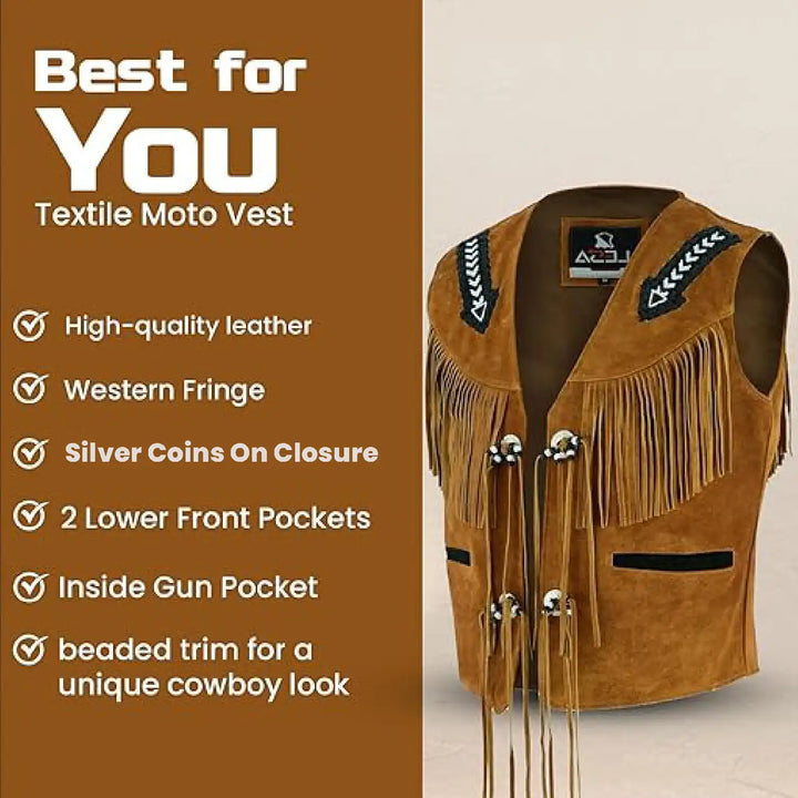 Unisex V-Neck Suede Leather Fringe Vest – LESA COLLECTION USA