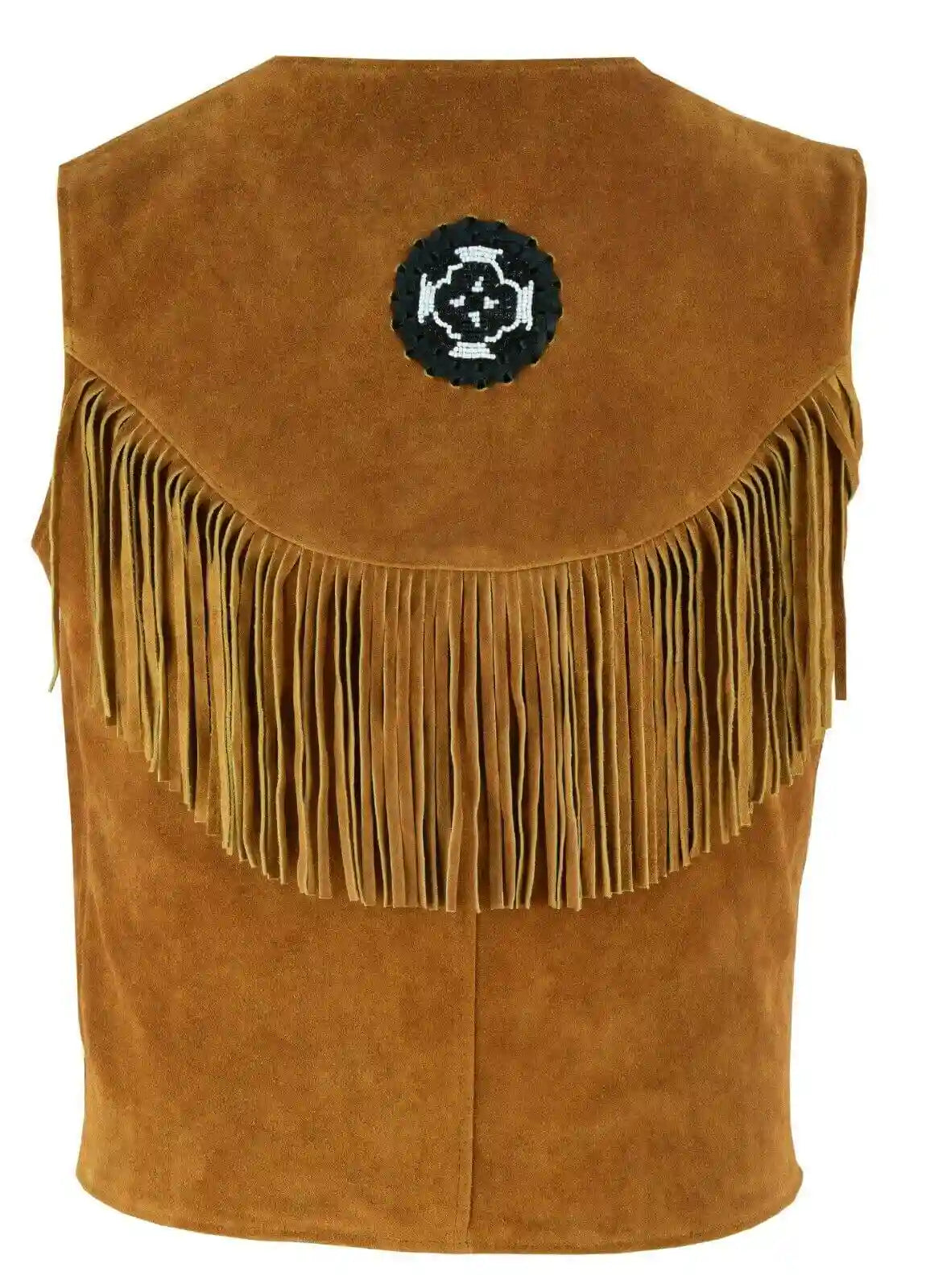 Men's Tan Suede Leather Fringe Vest – Western Cowboy Style