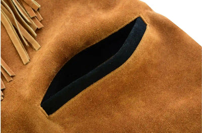 Men's Tan Suede Leather Fringe Vest – Western Cowboy Style