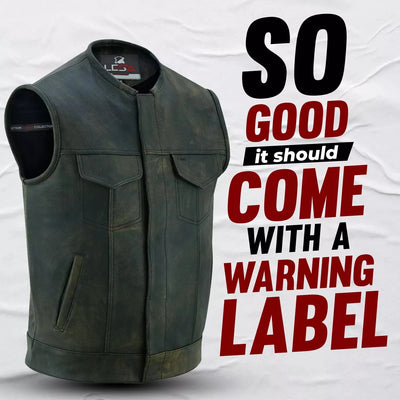 Men's Vintage Brown Distressed Leather Vest