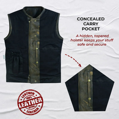 Men's Vintage Brown Distressed Leather Vest