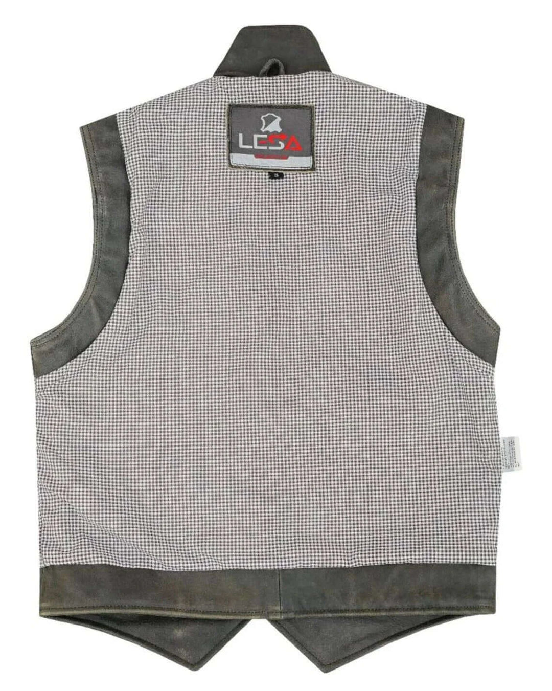 Men’s Distressed Leather Motorcycle Vest – Cowhide V-Neck Biker Vest with Collar, Snap Closure &amp; Concealed Carry Pockets