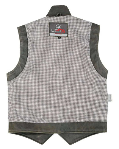 Men's Vintage Handcrafted Black Distressed Leather Vest