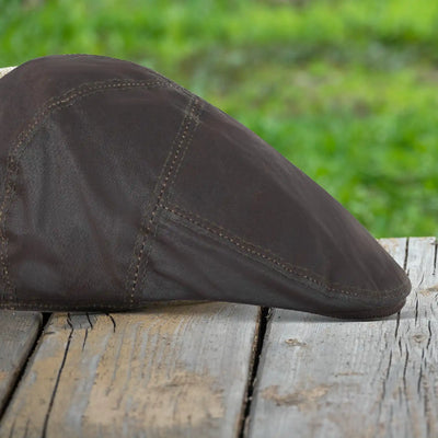 Men's Waxed Cotton Green Ivy Flat Cap