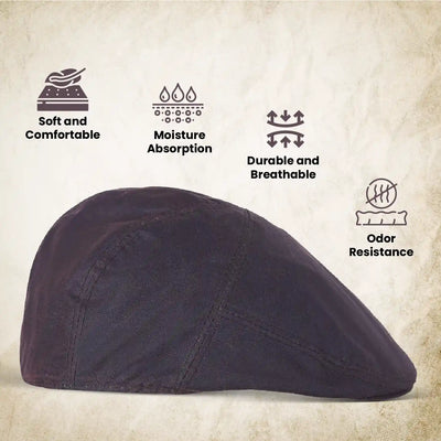 Men's Waxed Cotton Light Brown Ivy Flat Cap