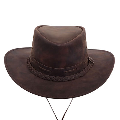 Rustic Leather Cowboy Hat | Western Hat for Men & Women | Cowgirl Hat