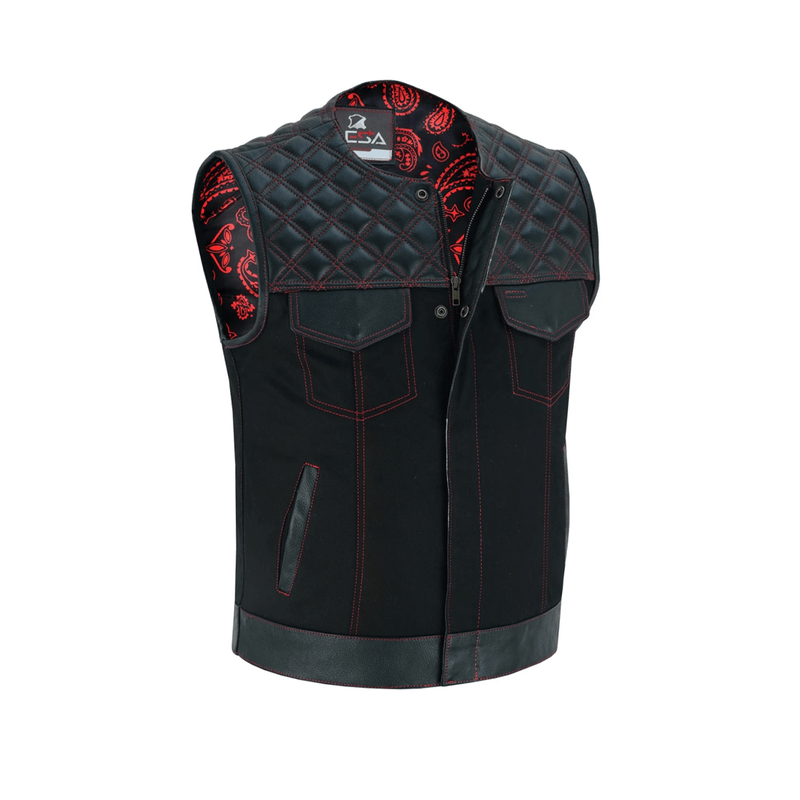 Biker Vest Red Stiches Men&