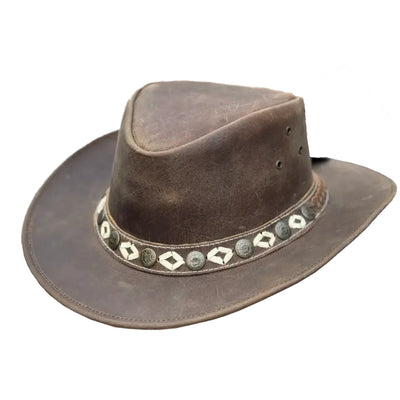 Unisex Ashmore Vintage Leather Cowboy Hat