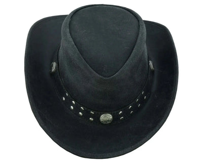 Unisex Australian Black Vintage Cowboy Leather Hat