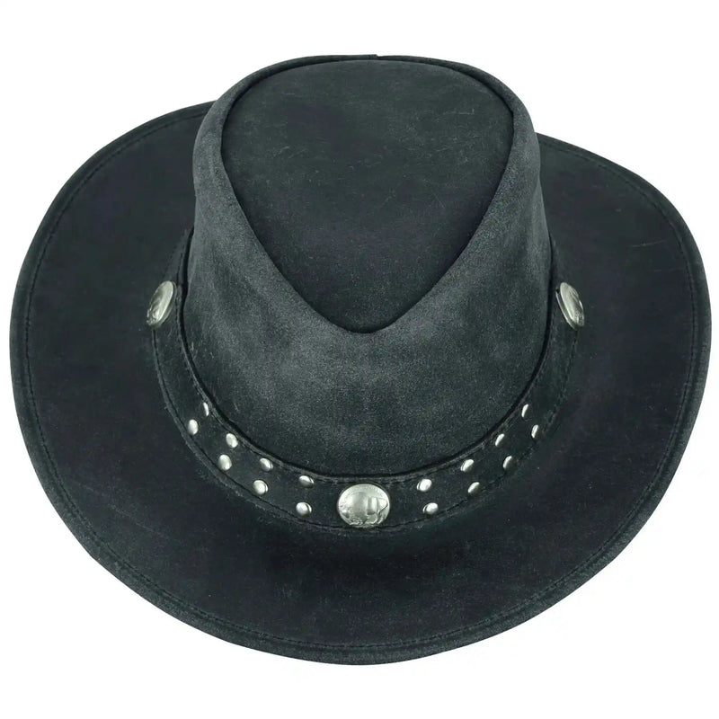 Unisex Australian Cowboy Leather Hat Black