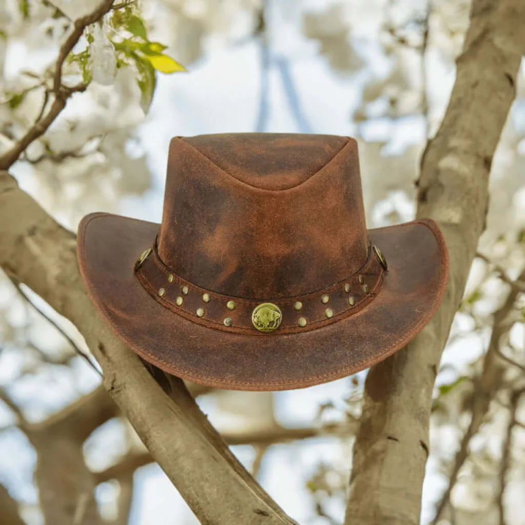 ?HOST PICK? Lesa collection inc Arizona Leather Hat WesternStyle Concho L UNIS Lesa Collection Arizona Crazy Leather Cowboy Hat for Men and  main image 2