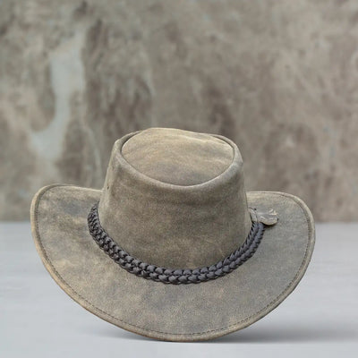 Unisex Gardiner Distressed Leather Cowboy Hat