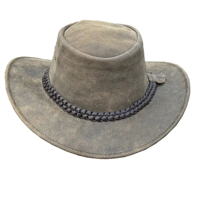 Unisex Gardiner Distressed Leather Cowboy Hat