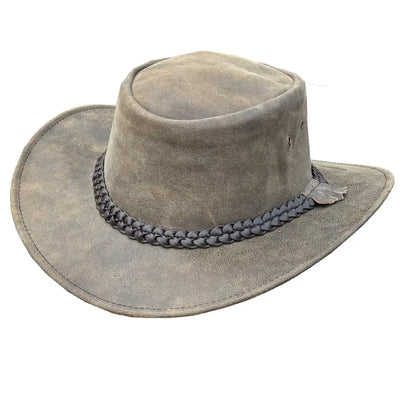Unisex Gardiner Distressed Leather Cowboy Hat