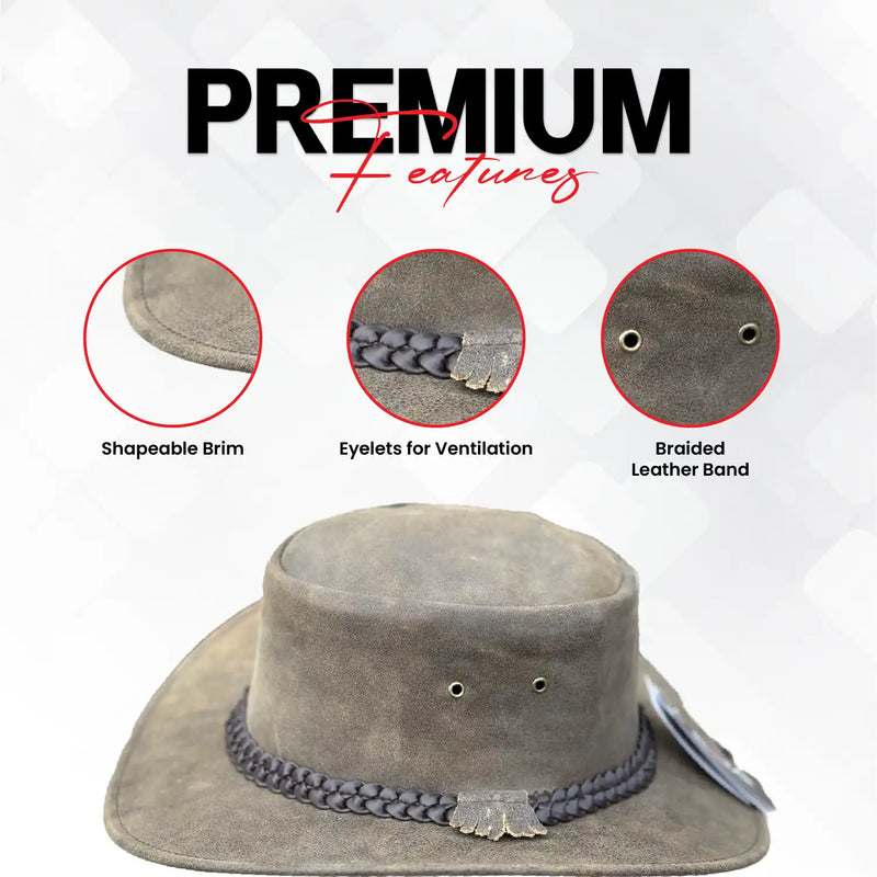 Unisex Gardiner Distressed Leather Cowboy Hat