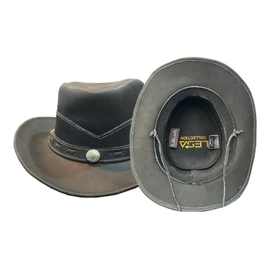 Unisex Norwich Black Leather Cowboy Hat For Men & Women