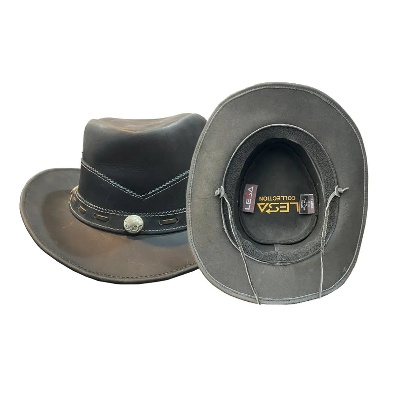 Unisex Norwich Black Leather Cowboy Hat For Men & Women