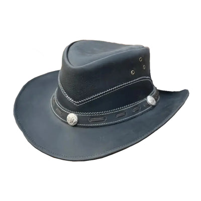 Unisex Norwich Black Leather Cowboy Hat For Men & Women