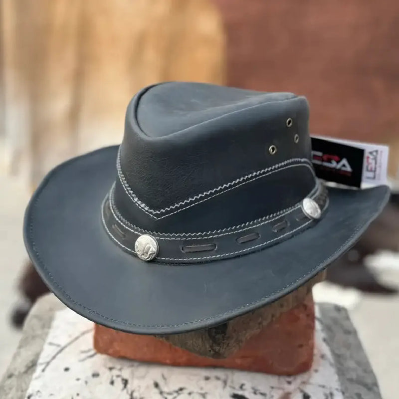 Unisex Norwich Black Leather Cowboy Hat For Men & Women