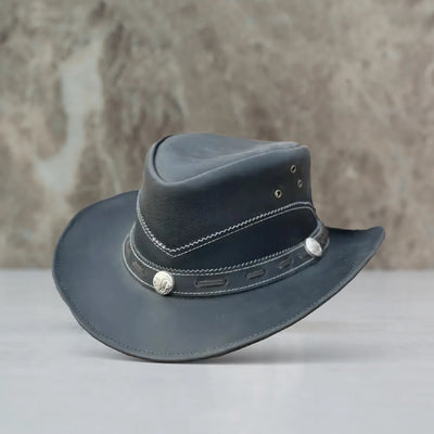 Unisex Norwich Black Leather Cowboy Hat For Men & Women