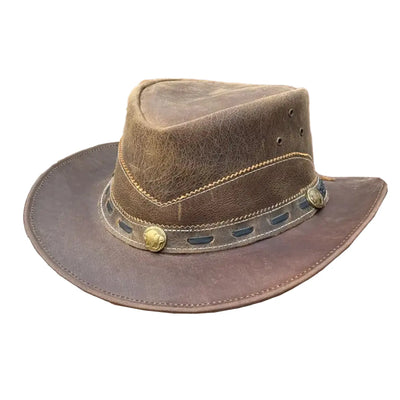 Unisex Norwich Brown Vintage Leather Cowboy Hat For Men & Women