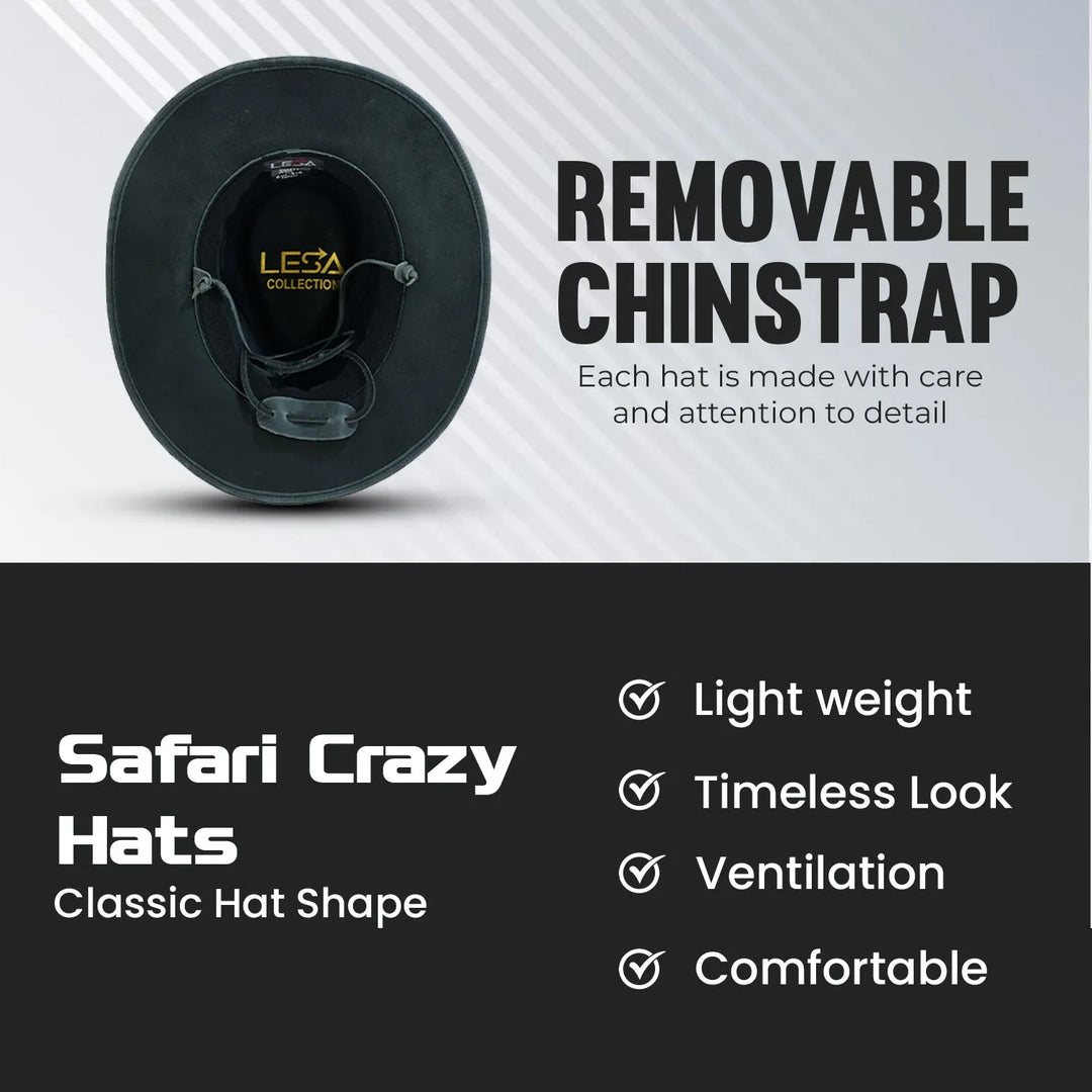 Unisex Safari Crazy Vintage Blacked Distressed Leather Cowboy Hat