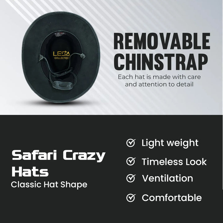 Unisex Safari Crazy Vintage Blacked Distressed Leather Cowboy Hat