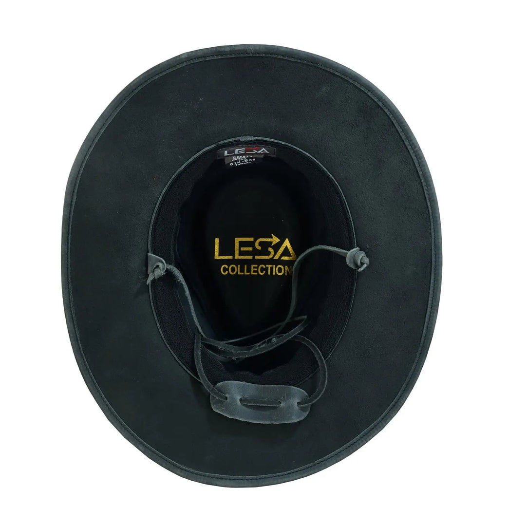 Unisex Safari Crazy Vintage Blacked Distressed Leather Cowboy Hat