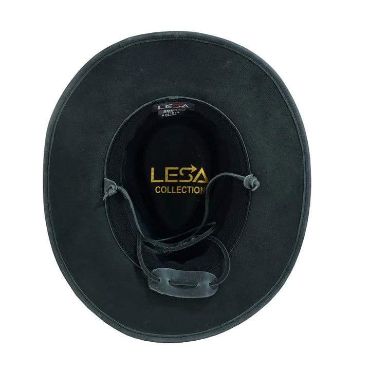 Unisex Safari Crazy Vintage Blacked Distressed Leather Cowboy Hat