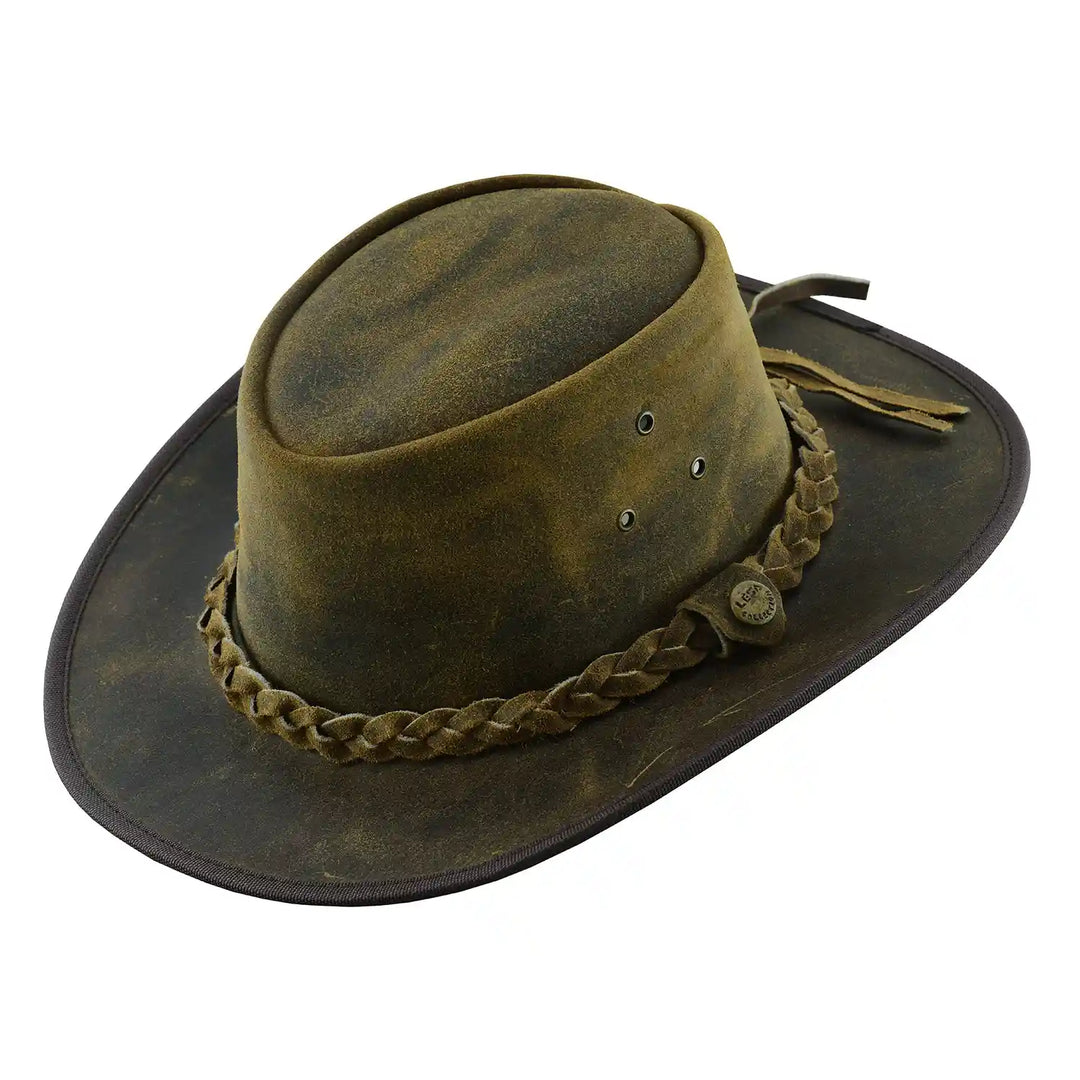 Unisex Safari Crazy Vintage Distressed Leather Cowboy Hat