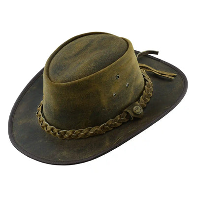 Unisex Safari Crazy Vintage Distressed Leather Cowboy Hat