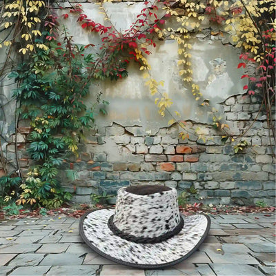 Unisex Western Leather Cowboy Hat – Hair-On & Braided Band
