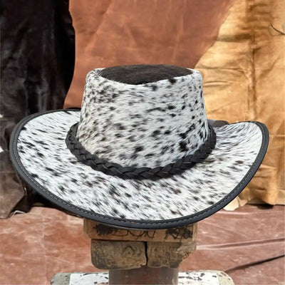 Unisex Western Leather Cowboy Hat – Hair-On & Braided Band