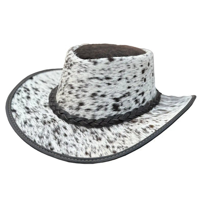 Unisex Western Leather Cowboy Hat – Hair-On & Braided Band