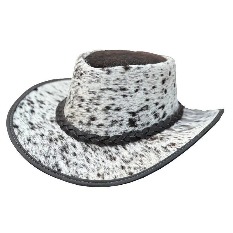 Unisex Western Leather Cowboy Hat – Hair-On & Braided Band