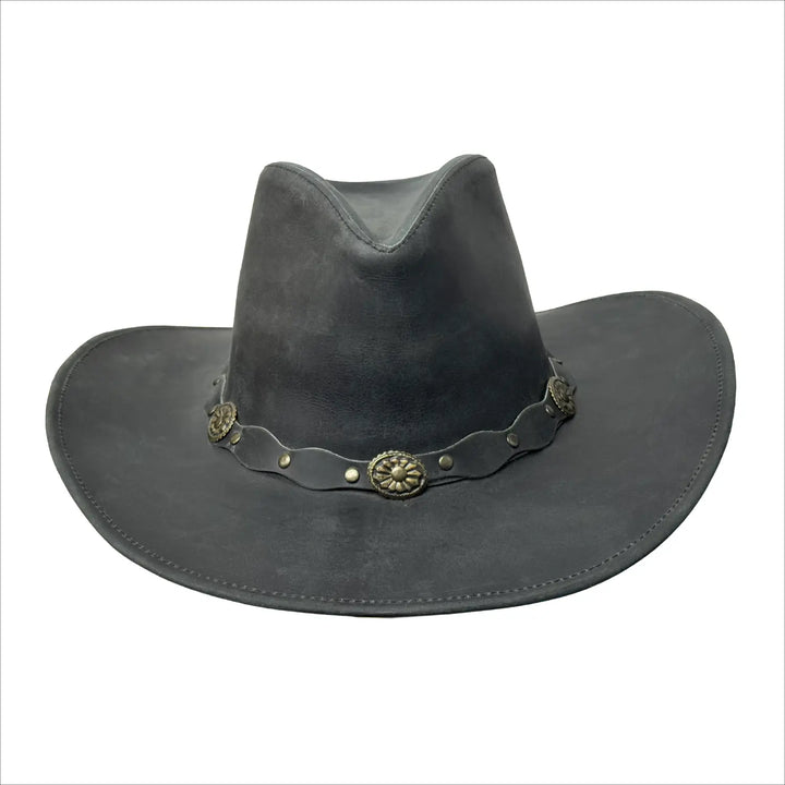 Unisex Western Style Blacked Vintage Deadwood Leather Cowboy Hat