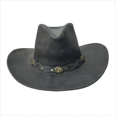 Unisex Western Style Blacked Vintage Deadwood Leather Cowboy Hat