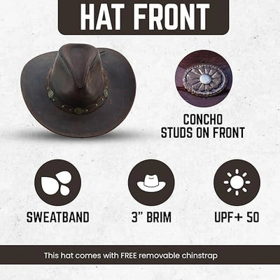 Unisex Western Style Brown Vintage Deadwood Leather Cowboy 