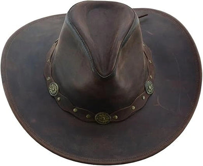 Unisex Western Style Brown Vintage Deadwood Leather Cowboy 