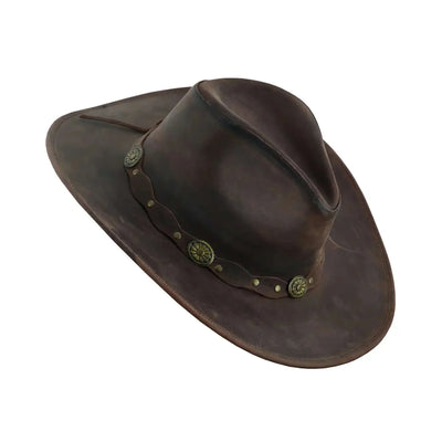 Unisex Western Style Vintage Deadwood Leather Cowboy Hat