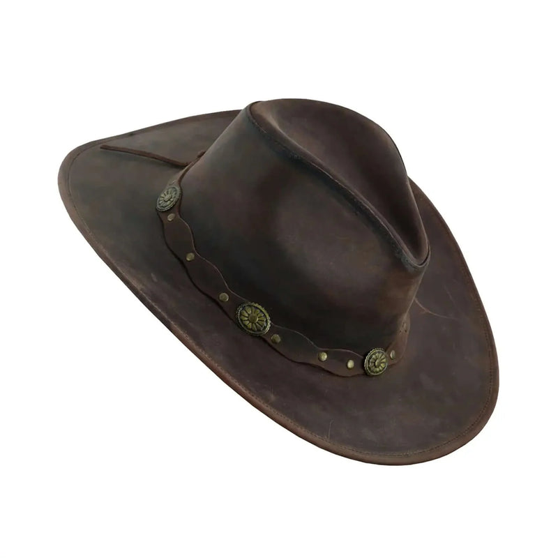 Unisex Western Style Vintage Deadwood Leather Cowboy Hat