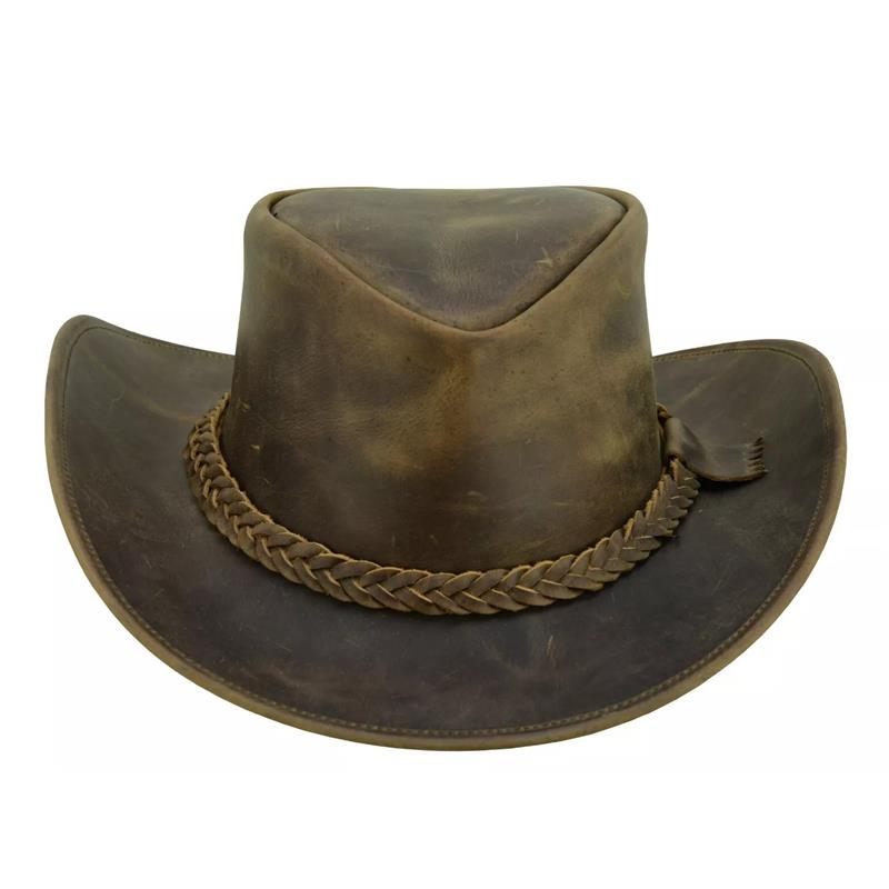 Australian Outback Leather Hat | Distressed Leather Cowboy Hat