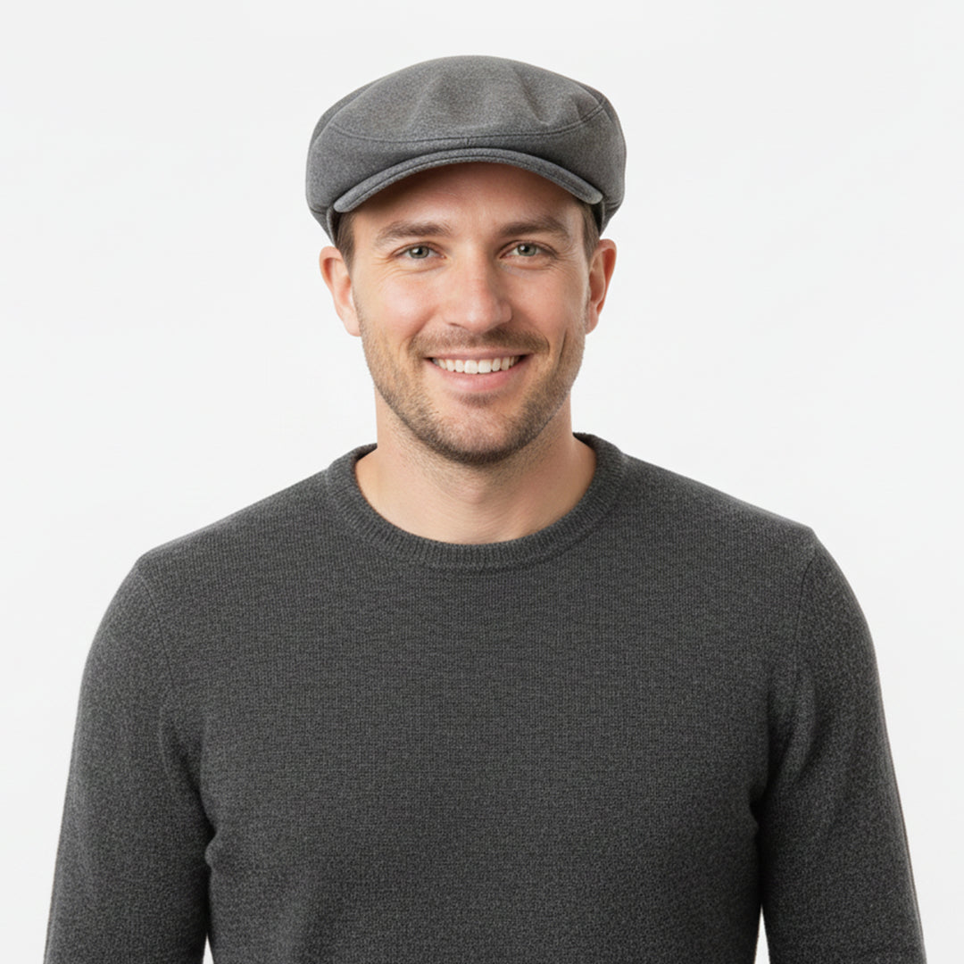 Genuine Leather Flat Ivy Cap for Men &amp; Women – Classic Newsboy Driving Hat with Adjustable Fit, Soft Lining &amp; Short Brim – Gray