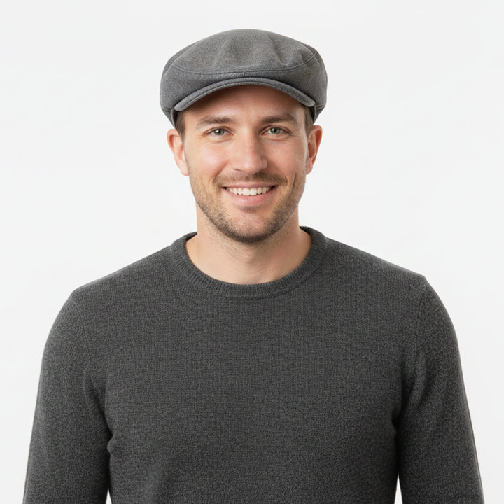 Genuine Leather Flat Ivy Cap for Men &amp; Women – Classic Newsboy Driving Hat with Adjustable Fit, Soft Lining &amp; Short Brim – Gray