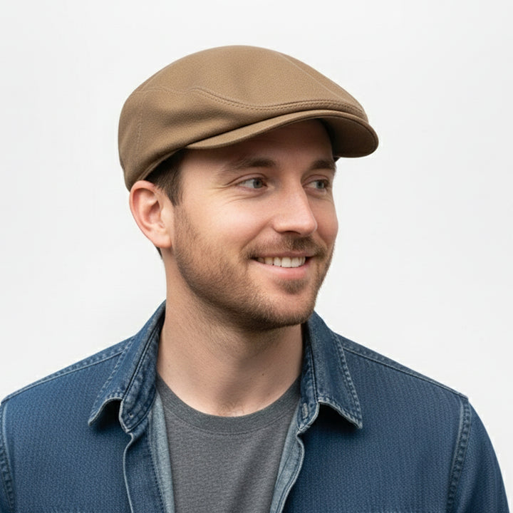 Konic Distressed Genuine Leather Flat Cap for Men &amp; Women – Vintage Newsboy Cap - Brown