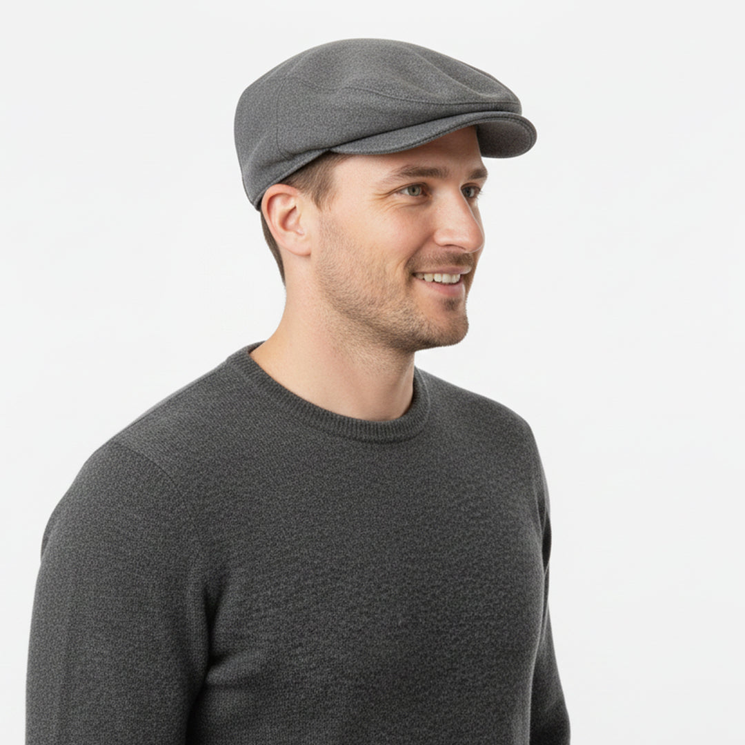 Genuine Leather Flat Ivy Cap for Men &amp; Women – Classic Newsboy Driving Hat with Adjustable Fit, Soft Lining &amp; Short Brim – Gray