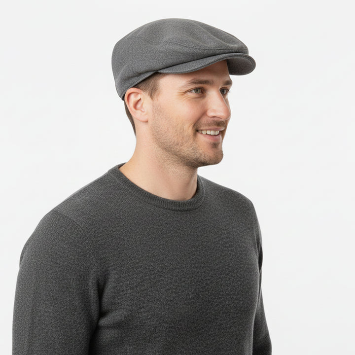 Genuine Leather Flat Ivy Cap for Men &amp; Women – Classic Newsboy Driving Hat with Adjustable Fit, Soft Lining &amp; Short Brim – Gray